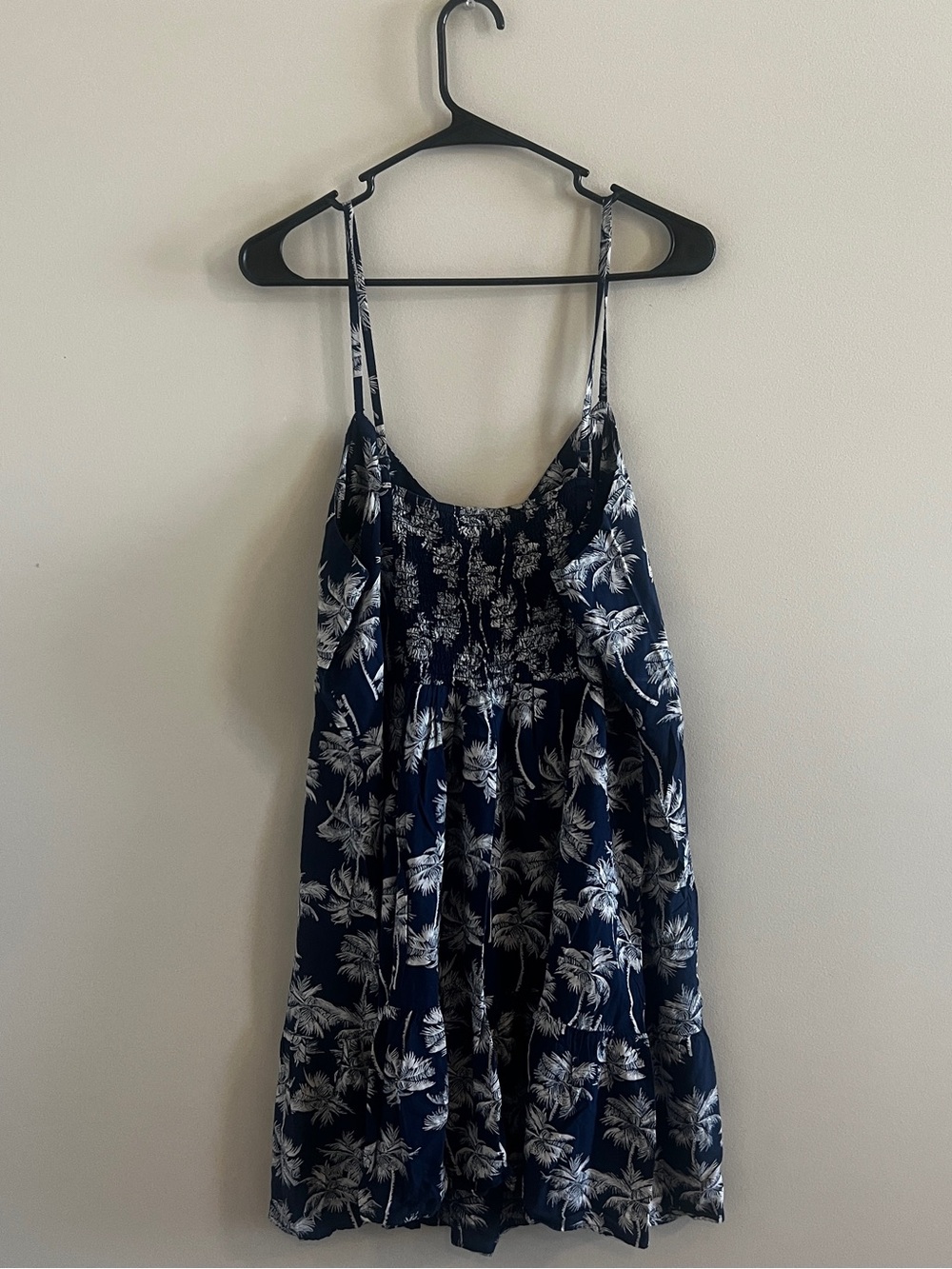 Navy Palm Print Spaghetti Strap Dress - Picture 2 of 4